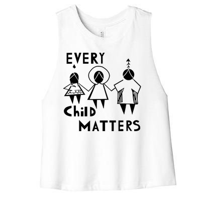 Every Child Matters Black Print Orange Women's Racerback Cropped Tank