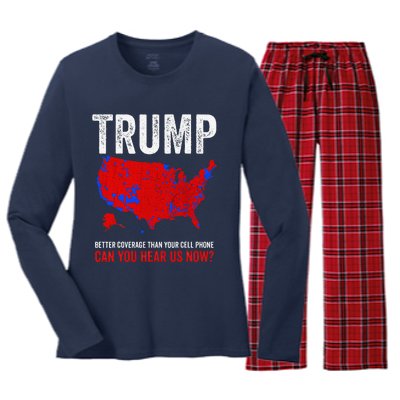 Election County Map 2024 Can You Hear Us Now Women's Long Sleeve Flannel Pajama Set 