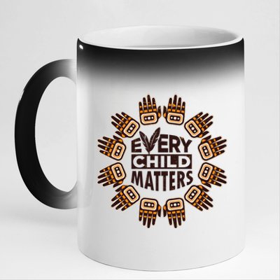 Every Child Matters Native American Hand Pattern 11oz Black Color Changing Mug