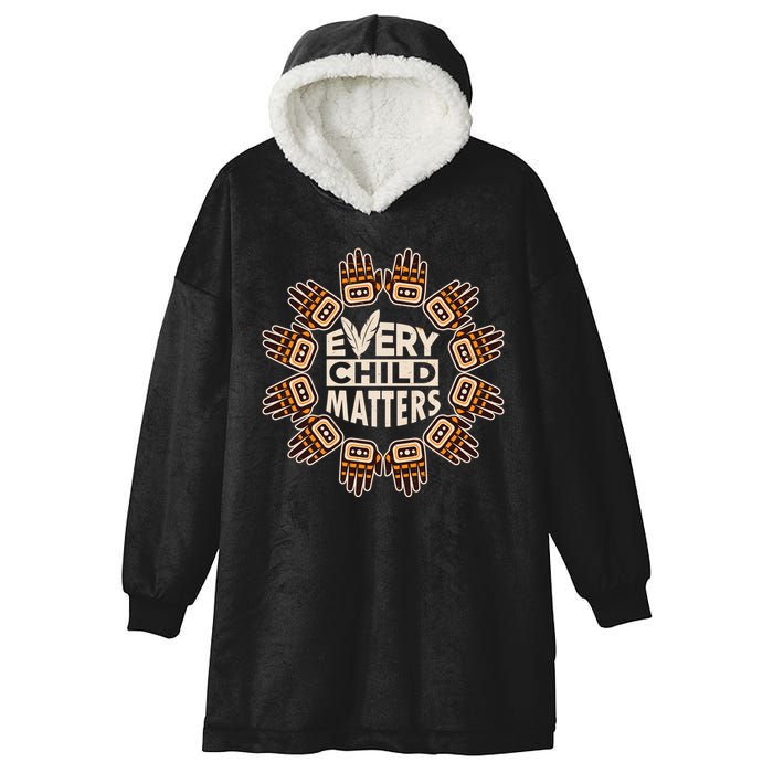 Every Child Matters Native American Hand Pattern Hooded Wearable Blanket
