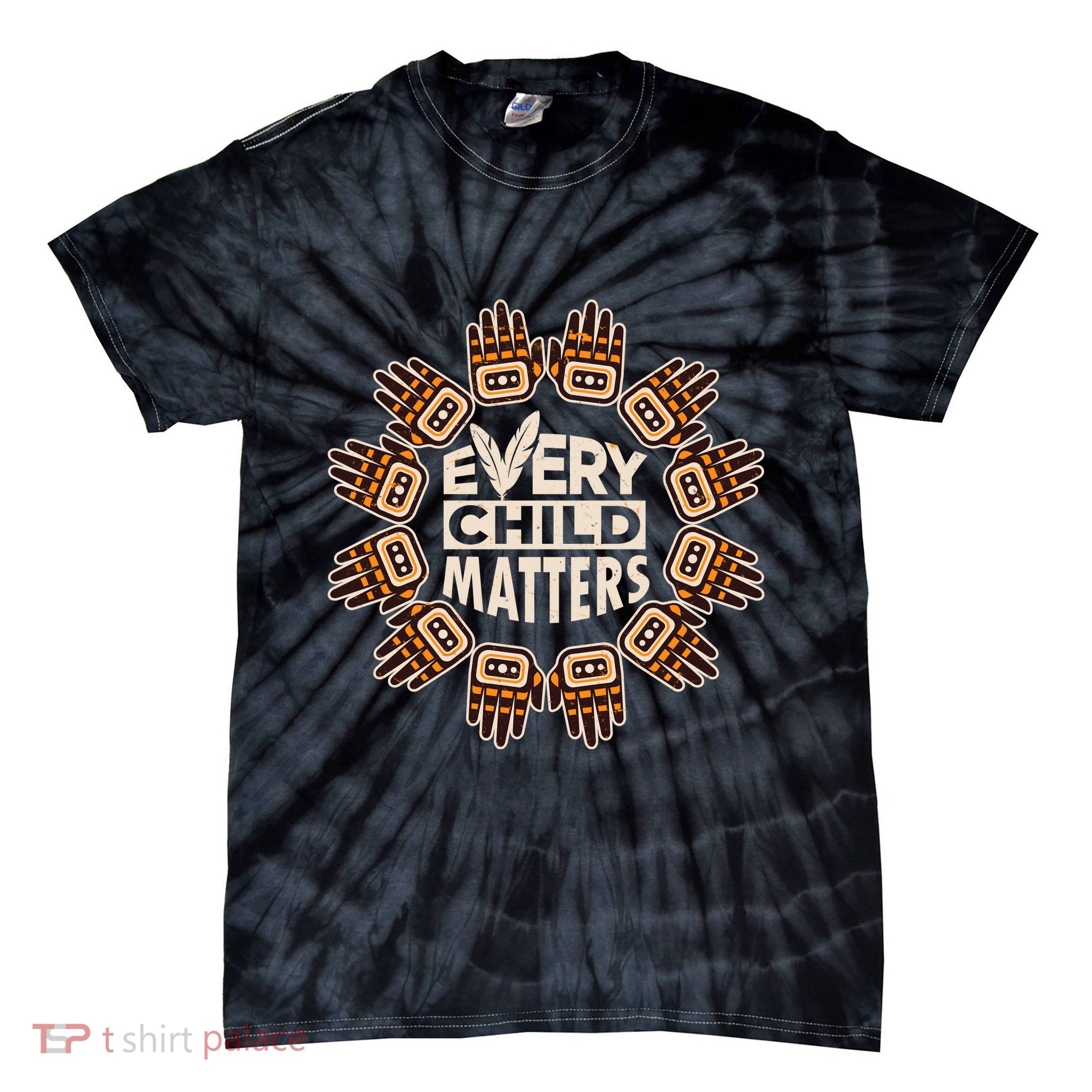 Every Child Matters Native American Hand Pattern Tie-Dye T-Shirt