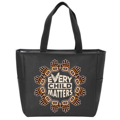 Every Child Matters Native American Hand Pattern Zip Tote Bag