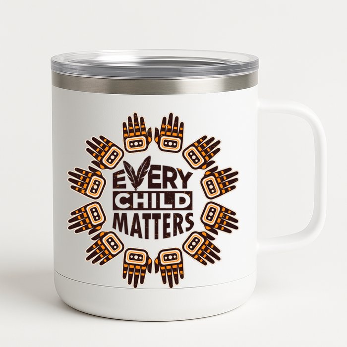 Every Child Matters Native American Hand Pattern 12 oz Stainless Steel Tumbler Cup