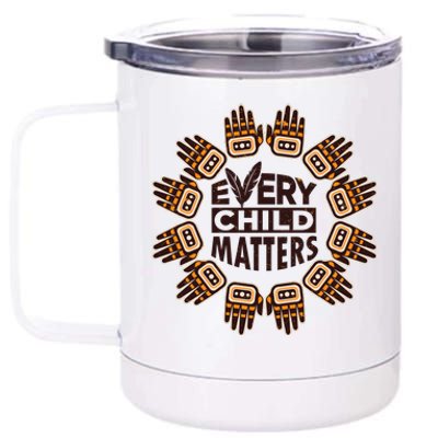 Every Child Matters Native American Hand Pattern 12 oz Stainless Steel Tumbler Cup