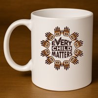 Every Child Matters Native American Hand Pattern 11oz C Handle Ceramic Mug