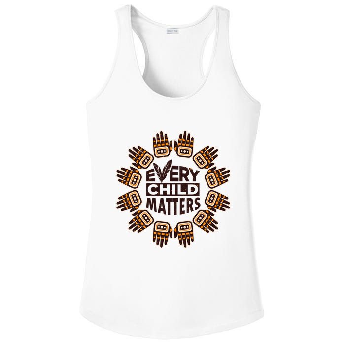 Every Child Matters Native American Hand Pattern Ladies PosiCharge Competitor Racerback Tank