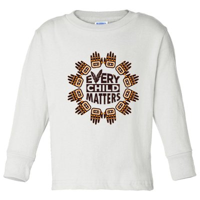 Every Child Matters Native American Hand Pattern Toddler Long Sleeve Shirt