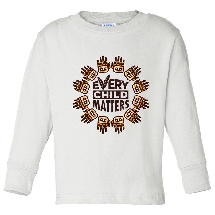 Every Child Matters Native American Hand Pattern Toddler Long Sleeve Shirt