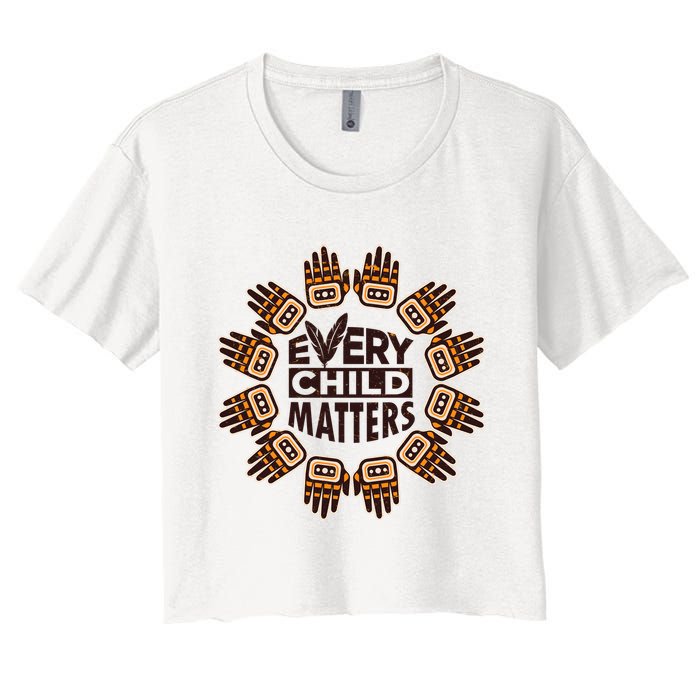 Every Child Matters Native American Hand Pattern Crop Top