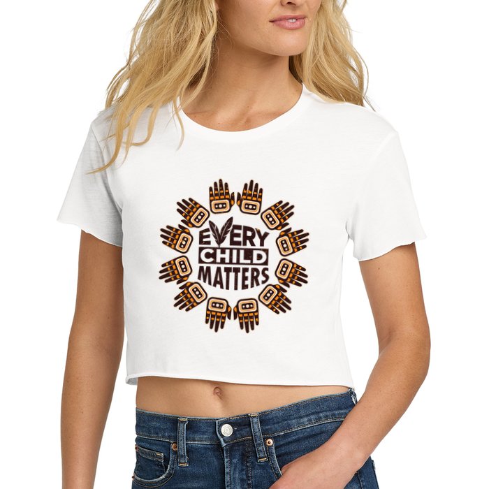 Every Child Matters Native American Hand Pattern Crop Top