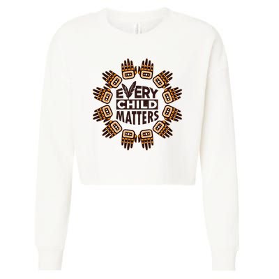 Every Child Matters Native American Hand Pattern Cropped Pullover Crew