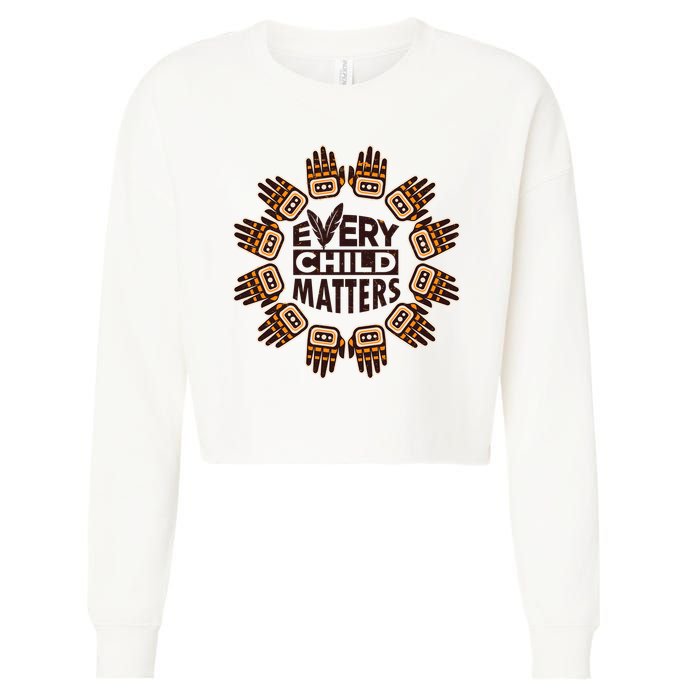 Every Child Matters Native American Hand Pattern Cropped Pullover Crew