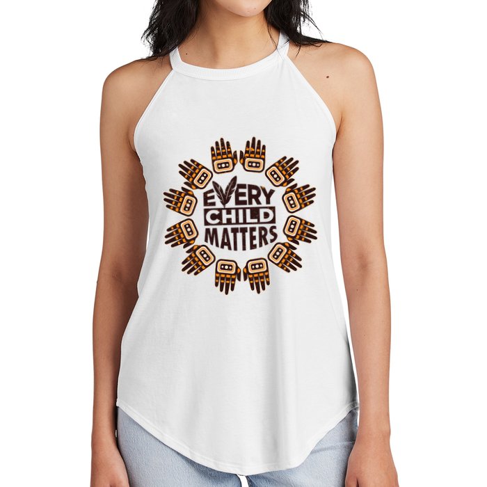 Every Child Matters Native American Hand Pattern Women's Perfect Tri Rocker Tank