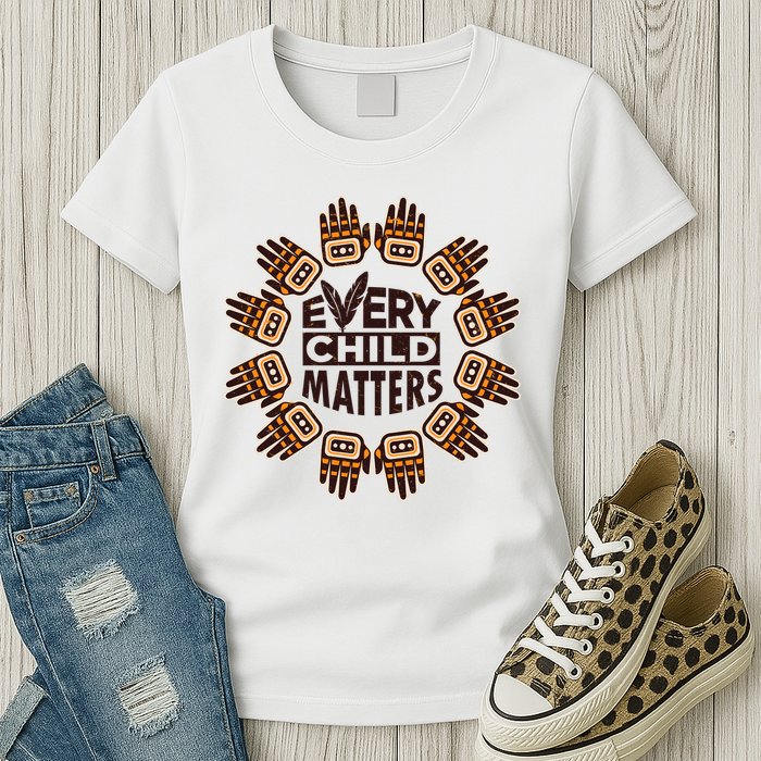 Every Child Matters Native American Hand Pattern Womens T-Shirt