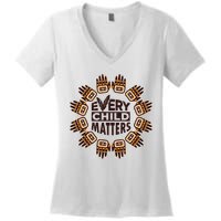 Every Child Matters Native American Hand Pattern Women's V-Neck T-Shirt