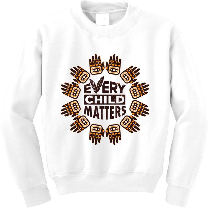 Every Child Matters Native American Hand Pattern Kids Sweatshirt