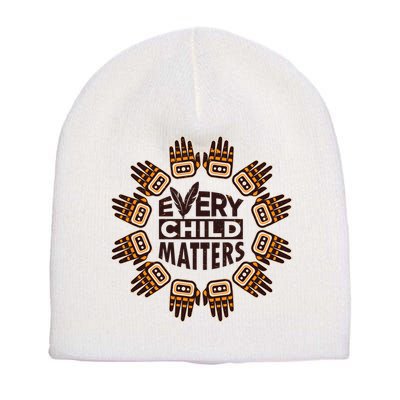 Every Child Matters Native American Hand Pattern Short Acrylic Beanie
