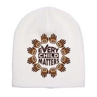 Every Child Matters Native American Hand Pattern Short Acrylic Beanie