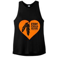 Every Child Matters Native American Feather Heart Ladies PosiCharge Tri-Blend Wicking Tank