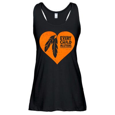 Every Child Matters Native American Feather Heart Ladies Essential Flowy Tank