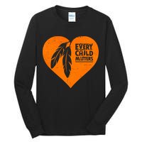 Every Child Matters Native American Feather Heart Tall Long Sleeve T-Shirt