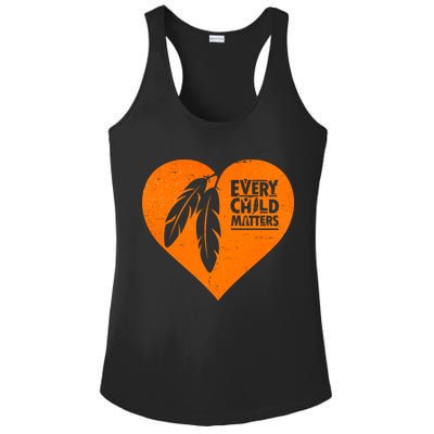 Every Child Matters Native American Feather Heart Ladies PosiCharge Competitor Racerback Tank