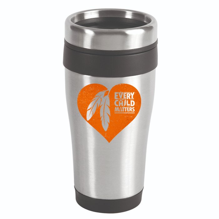 Every Child Matters Native American Feather Heart 16oz Travel Tumbler