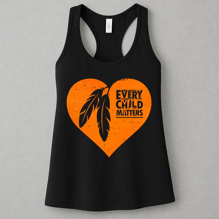 Every Child Matters Native American Feather Heart Womens Tank Top