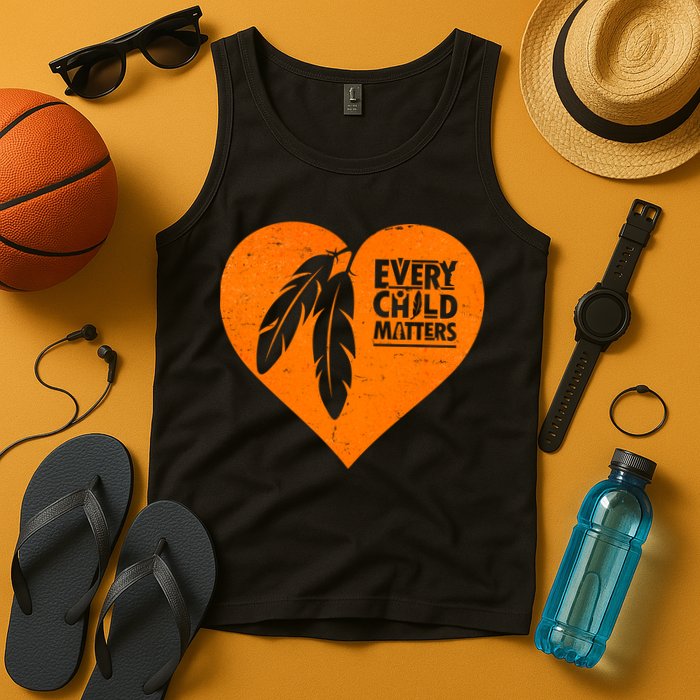 Every Child Matters Native American Feather Heart Tank Top