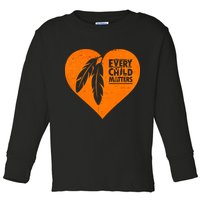 Every Child Matters Native American Feather Heart Toddler Long Sleeve Shirt
