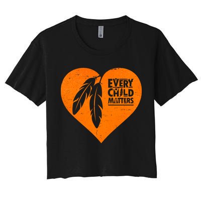 Every Child Matters Native American Feather Heart Crop Top