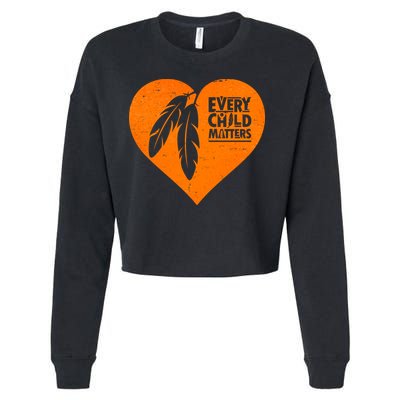 Every Child Matters Native American Feather Heart Cropped Pullover Crew