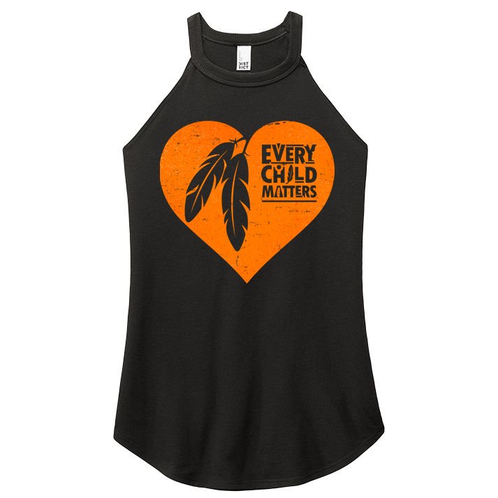 Every Child Matters Native American Feather Heart Women's Perfect Tri Rocker Tank