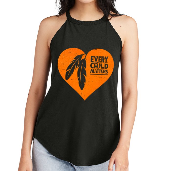 Every Child Matters Native American Feather Heart Women's Perfect Tri Rocker Tank