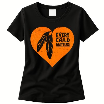 Every Child Matters Native American Feather Heart Womens T-Shirt