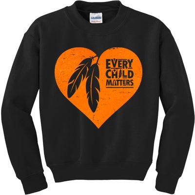 Every Child Matters Native American Feather Heart Kids Sweatshirt