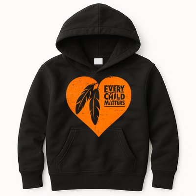 Every Child Matters Native American Feather Heart Kids Hoodie