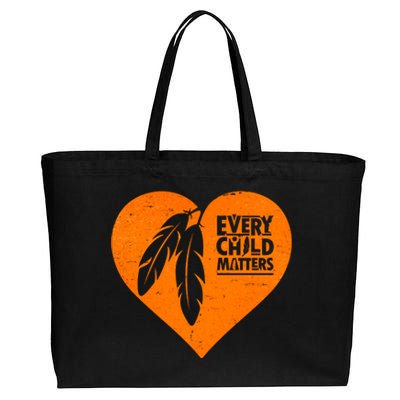 Every Child Matters Native American Feather Heart Cotton Canvas Jumbo Tote