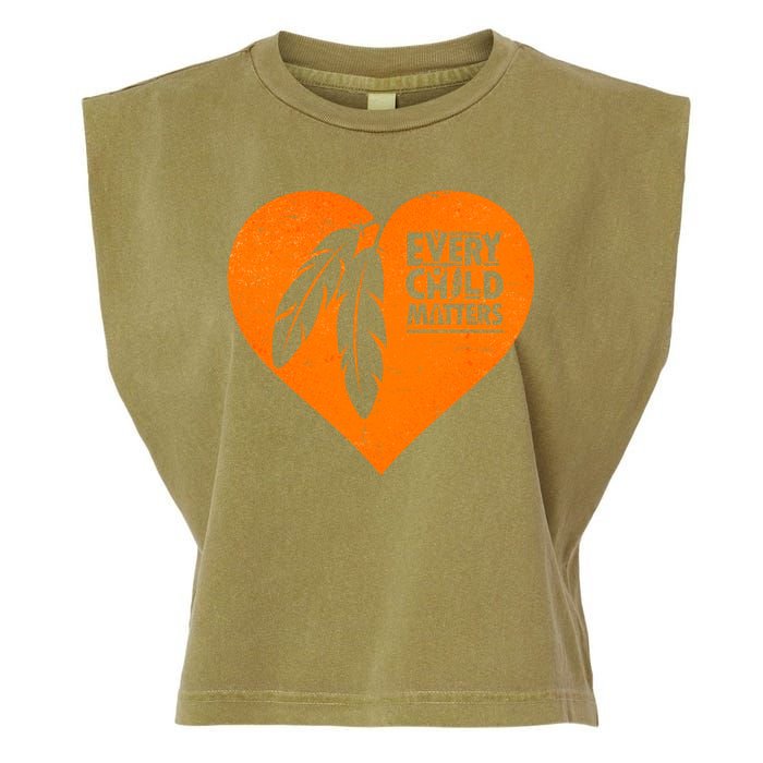 Every Child Matters Native American Feather Heart Garment-Dyed Women's Muscle Tee