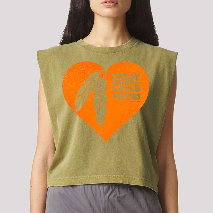 Every Child Matters Native American Feather Heart Garment-Dyed Women's Muscle Tee