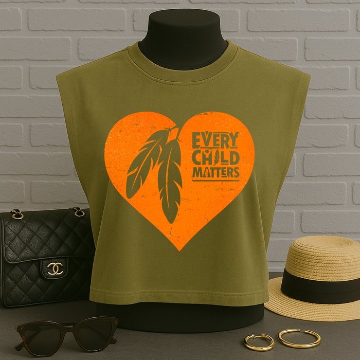 Every Child Matters Native American Feather Heart Garment-Dyed Women's Muscle Tee