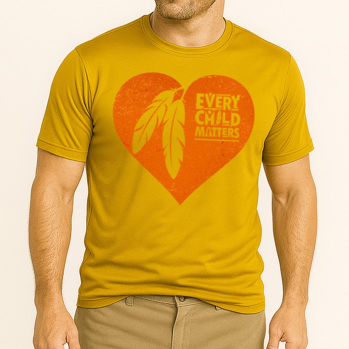 Every Child Matters Native American Feather Heart Cooling Performance Crew T-Shirt