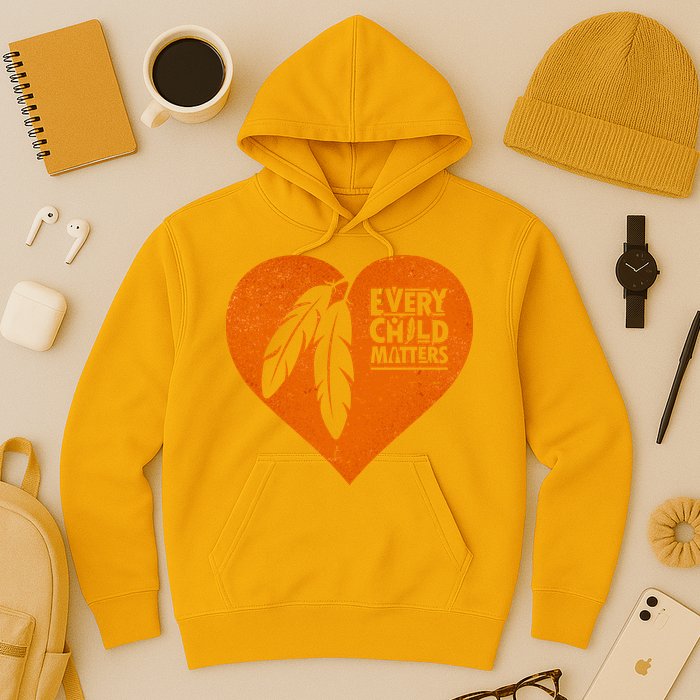 Every Child Matters Native American Feather Heart Hoodie