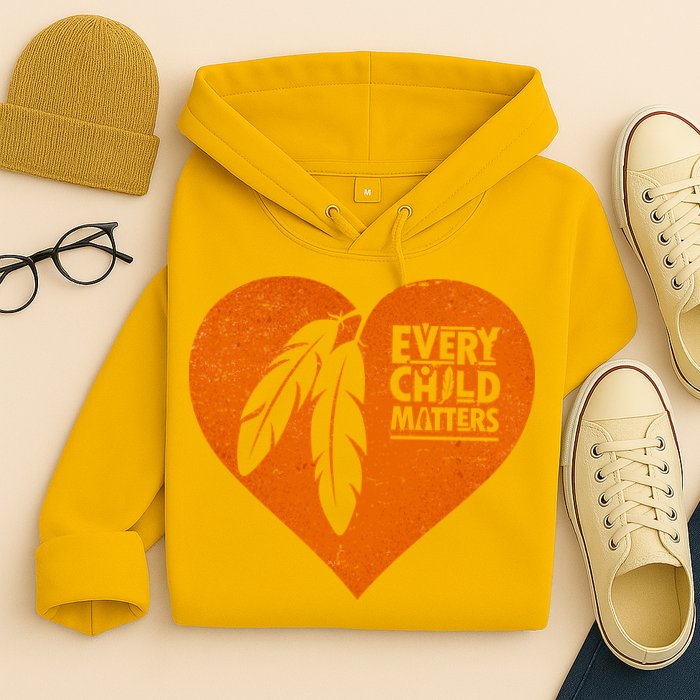 Every Child Matters Native American Feather Heart Hoodie