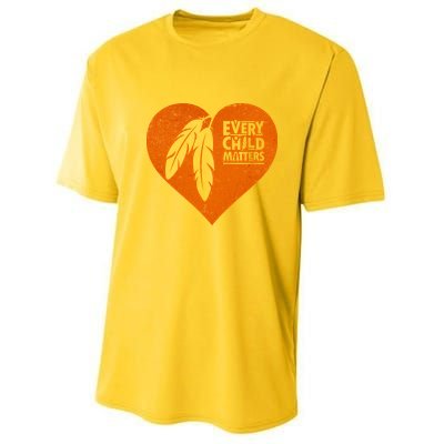 Every Child Matters Native American Feather Heart Youth Performance Sprint T-Shirt