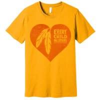 Every Child Matters Native American Feather Heart Premium T-Shirt