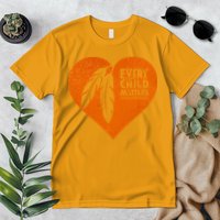 Every Child Matters Native American Feather Heart Premium T-Shirt