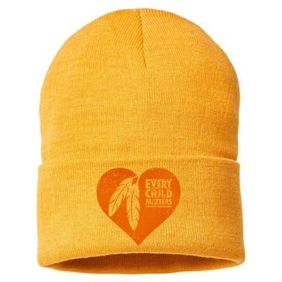 Every Child Matters Native American Feather Heart Sustainable Knit Beanie