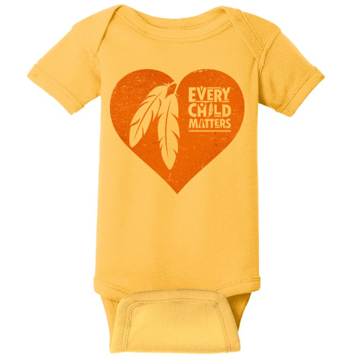 Every Child Matters Native American Feather Heart Baby Bodysuit