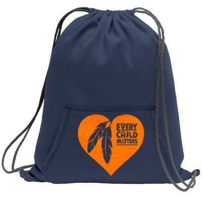 Every Child Matters Native American Feather Heart Sweatshirt Cinch Pack Bag